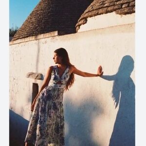 Zara Printed Floral Maxi Dress with Knot